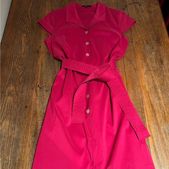 HUGO BOSS Fuschia Midi Dress with Belt - Picture 2 of 8